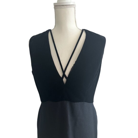 DONALD DEAL Black Velvet V Neck Cocktail Dress Size US 10 - Picture 2 of 8